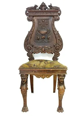 £1219.19 • Buy Antique 53´´victorian Figural Carved Wood Dragon Gargoyle Caryatids Throne Chair