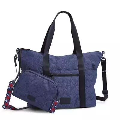 Vera Bradley Carry On  Tote Reactive Dark Blue Heather Deluxe W Pouch MSRP $140 • $70