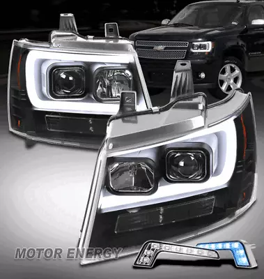 Fit 07-14 Chevy Suburban Tahoe LED Projector Black Headlights W/Blue DRL Signal • $362.95