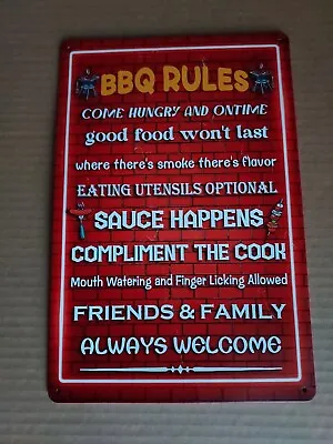 Rules Of BBQ Tin Sign   12 X 8in  • $12.50