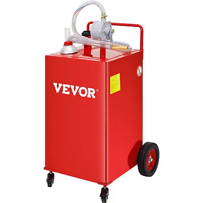 VEVOR Fuel Caddy Fuel Storage Tank 30 Gallon 4 Wheels With Manuel Pump Red • $183.34