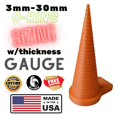 O-Ring Gauge Sizing Cone Measuring Tool 3mm-30mm & Thickness Chart Orange • $19.91