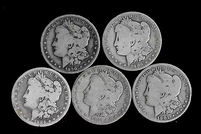 Five (5) Morgan Dollars 90% Silver (1884-1901)  Lower Grade/cull  Lot H86 • $150