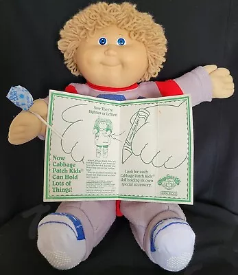 Cabbage Patch Kids Doll 1986 Boy Tan Hair Blue Eyes CPK Outfit Sock Pinch Finger • $12.97