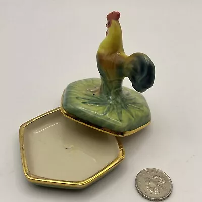 Vintage Hand Painted Cockerel / Rooster Trinket Box Limoges Style 6cm • £12.50