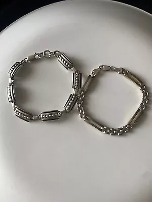 Lot 2 Sterling Bracelets Vintage Italy Gate Link Panel 925 7.5-8” Adjustable • $42.95