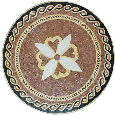 Round Medallion Archaic Stone Art Decor Home Marble Mosaic • $528