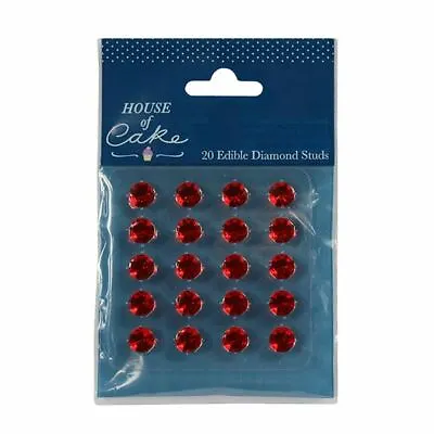 Edible Cake Decoration Jelly Gems Ruby Pack Of 20 Sugar Cupcake Topper • £3.18