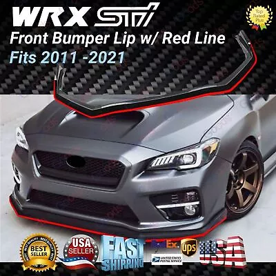 For 2015-2021 Subaru WRX STI Glossy Black Red Trim Front Bumper Body Lip Spoiler • $119.99