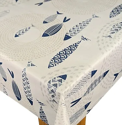 Seaside Fish Blue Tex PVC Vinyl Wipe Clean Oilcloth Tablecloth • £11.99