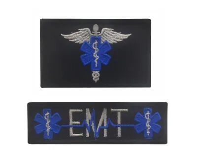 2pcs Medic Paramedic Emt Ems Rescue First Med Hook Loop Patch Blue Black • $9.99