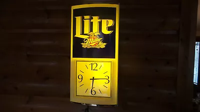Large Vintage Miller Lite Lighted Clock Retro Logo Working • $120