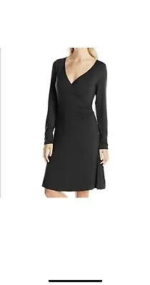 PrAna Women's Nadia Charcoal Gray Long Sleeve Wool-blend Faux Wrap Medium Dress • $28