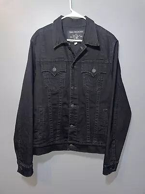 True Religion Stretch Denim Trucker Jacket Black Size Large Men EUC! • $67.99