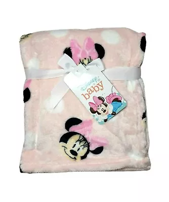 DISNEY Baby Minnie Mouse Pink Polka Dot Flannel Fleece Blanket Mickey Soft NWT • $26