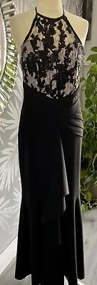 £25 • Buy Lipsy Maxi Dress 12 UK Black Lace Fishtail Party Occasion Evening Prom Wedding