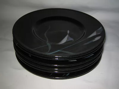 6 Pc MIKASA Galleria Opus Black Saucers For Cups 6 1/2  Calla Lily  FK701 Japan • $16.89