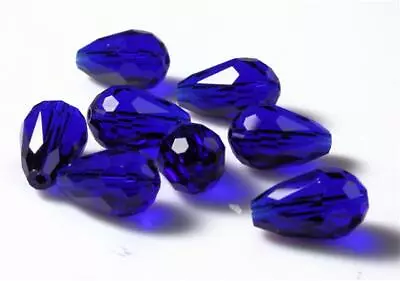 £3.19 • Buy 10 FACETED TEARDROP CRYSTAL GLASS DROP PENDANTS 15mm 10mm SUNCATCHER 15 COLOURS 
