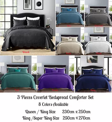 $74.50 • Buy Chic Emboss Coverlet Bedspread Set Comforter Quilt Queen King Super King 8 Color