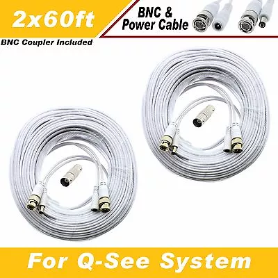 White 120ft Cctv Surveillance Cables For 16 Ch Q-see Qt-5140 578 5516 5032 • $29.99