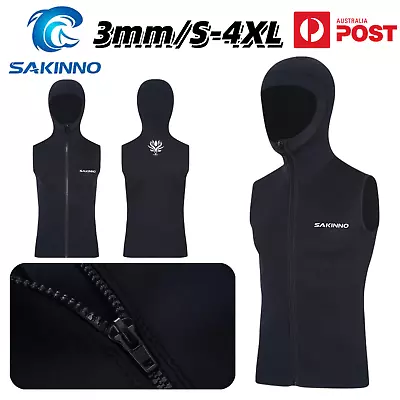 SAKINNO Men Hooded Wetsuit Vest 3mm Neoprene Sleeveless Swimsuit Top Surfing AU • $37.61