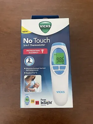 Vicks No Touch 3 In 1 Thermometer Measures Forehead Food Bath Temp New In Box • $8.49