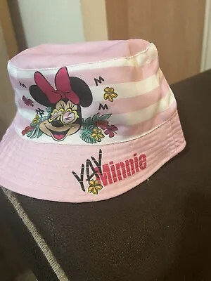 Minnie Mouse Pink Stripe Bucket Sun Hat 52cm 6 Months 18-24 Months New • £5