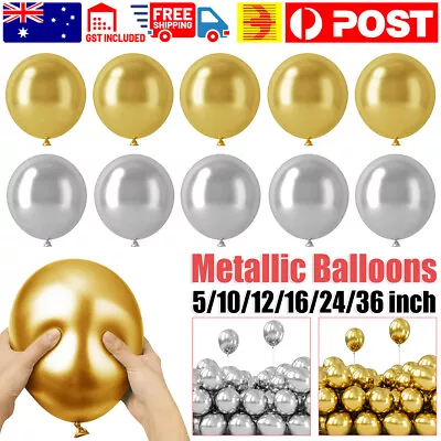 5 -36  Thick Chrome Metallic Balloons Birthday Wedding Party Balloon Gold Silver • $1