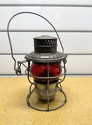 AT&SF Santa Fe Railroad Lantern Adlake Red Cast Globe Double Marked • $150