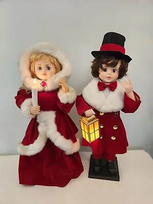 **SEE VIDEO ** Vtg Telco Motion-ettes Christmas Carolers Animated Boy & Girl • $48.75