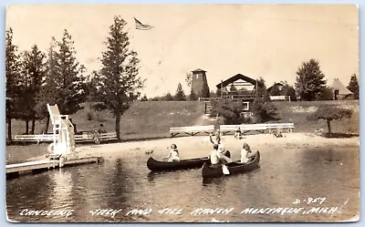 Postcard RPPC MI Montague Michigan Jack & Jill Ranch Canoeing Muskegon Co R16 • $6.99