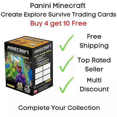 Panini Minecraft Create Explore Survive Single Trading Cards - Buy 4 Get 10 Free • £0.99