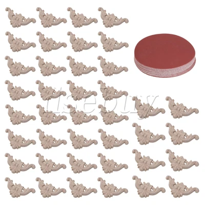$21.16 • Buy 40Pieces Wood Appliques Decorative Carved Onlay Kit With 320 Grit Sandpapers