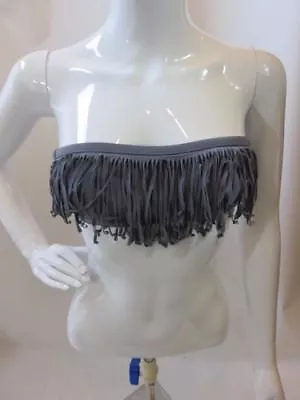 NWOT  L Space Gray Fringe Bandeau Bikini Swim Top Sz XS • $49