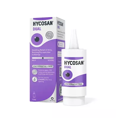 Hycosan Dual Preservative-Free Lubricating Allergy Eye Drops 7.5ml • $31.89