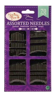 70 Sewing Needle Hand Sewing Upholstery Stitching Needles Assorted Eye Size Set • £2.89