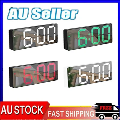 Digital LED Desk Alarm Clock Large Mirror Display USB Snooze Temperature Mode AU • $14.96