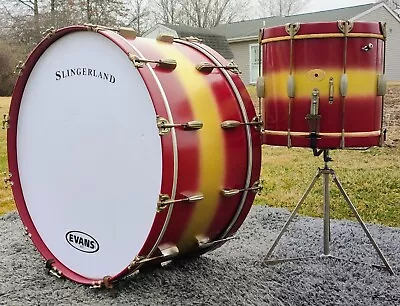 50's Slingerland Maroon/Gold Duco 2PC Drum Set (Bass Drum/Snare Drum) • $650