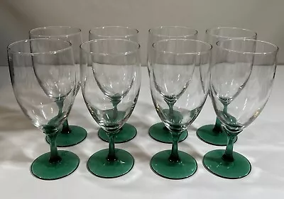 LIBBEY -Domaine Green (Juniper)- (8) Clear Glass Stemmed ICED TEA GLASSES VGC • $80