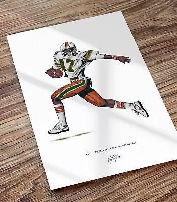 Michael Irvin Poster Miami Hurricanes Football Illustrated Art Print • $24.99