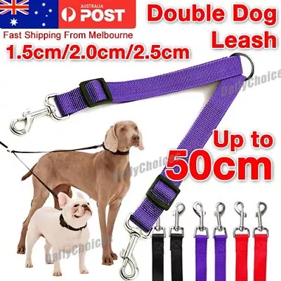 $13.95 • Buy Duplex Double Dog Coupler Twin Dual Lead 2 Way Two Pet Dogs Walking Safety Leash