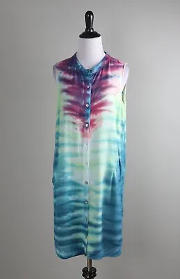 MARA HOFFMAN $375 Tie Dye Button Up Sleeveless Casual Shirt Dress Size Small • $34.99