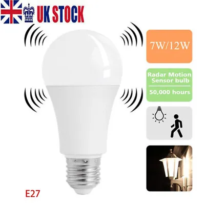 £7.99 • Buy PIR Motion Sensor Light Bulbs E27 5-12W LED Lamp Infrared Auto Energy Saving UK