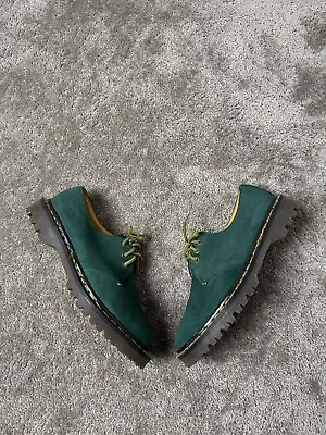 Vintage Mens Boots Dr. Martens Utility 1461 Suede Oxford Shoes Dark Green Size 9 • $150