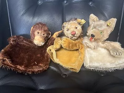 3 X Vintage STEIFF Hand Puppet - Made In Germany Mohair. 1960s. • $300