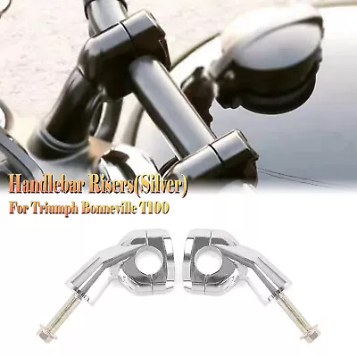 For Triumph Scrambler1200XC Bonneville T100 Silver Handlebar Riser Bar Clamp Kit • $47.38