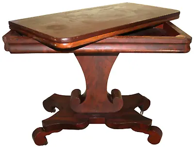 🎲 Antique Empire Mahogany Veneer Swivel Folding Top Console Game Table ~$0 Ship • $424.99