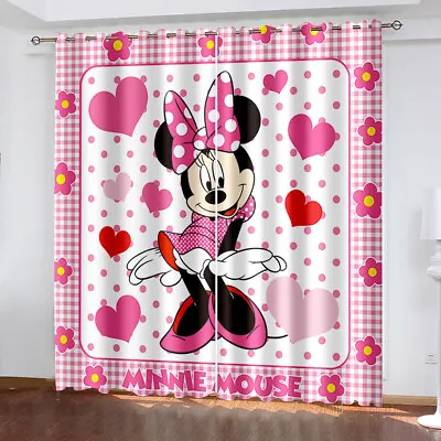 Kids Mickey Minnie Mouse Thick Blackout Curtains Thermal Ring Top Eyelet Curtain • £21.58