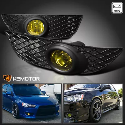 Fits 2008-2012 Mitsubishi Lancer ES DE Yellow Bumper Driving Fog Lights+Switch • $43.38