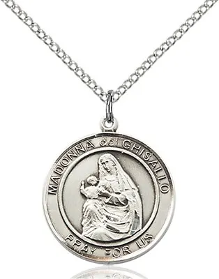 Sterling Silver Round Catholic Madonna Del Ghisallo Medal Pendant 3/4 Inch • $84.95